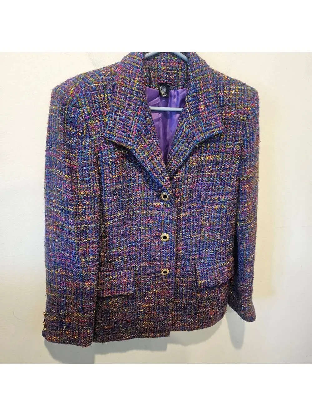 Women's Unbranded Purple Multicolor Tweed Blazer Jacket Size 10
